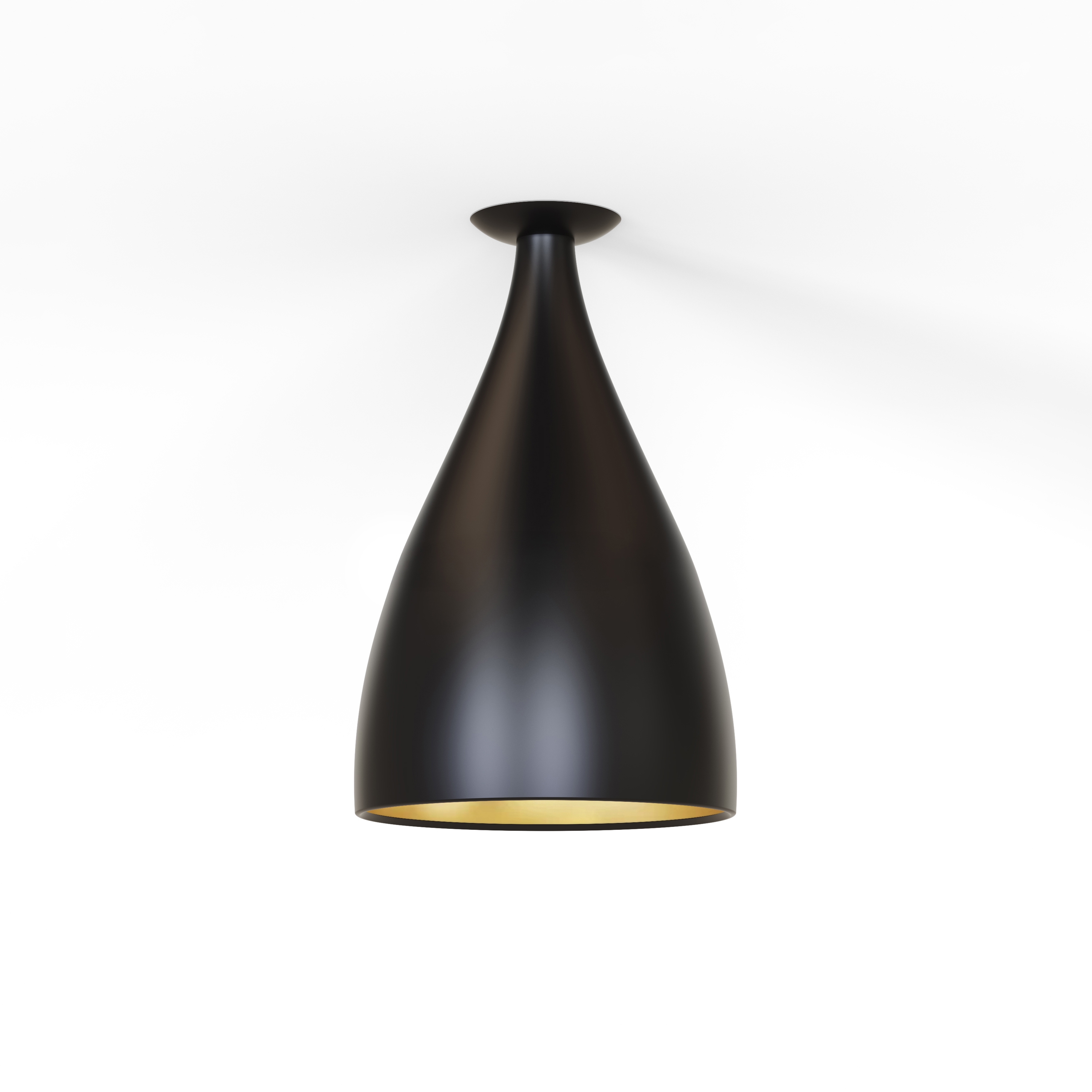 Swell Single XL Narrow Flush Lamp (Black Exterior, Brass Interior)