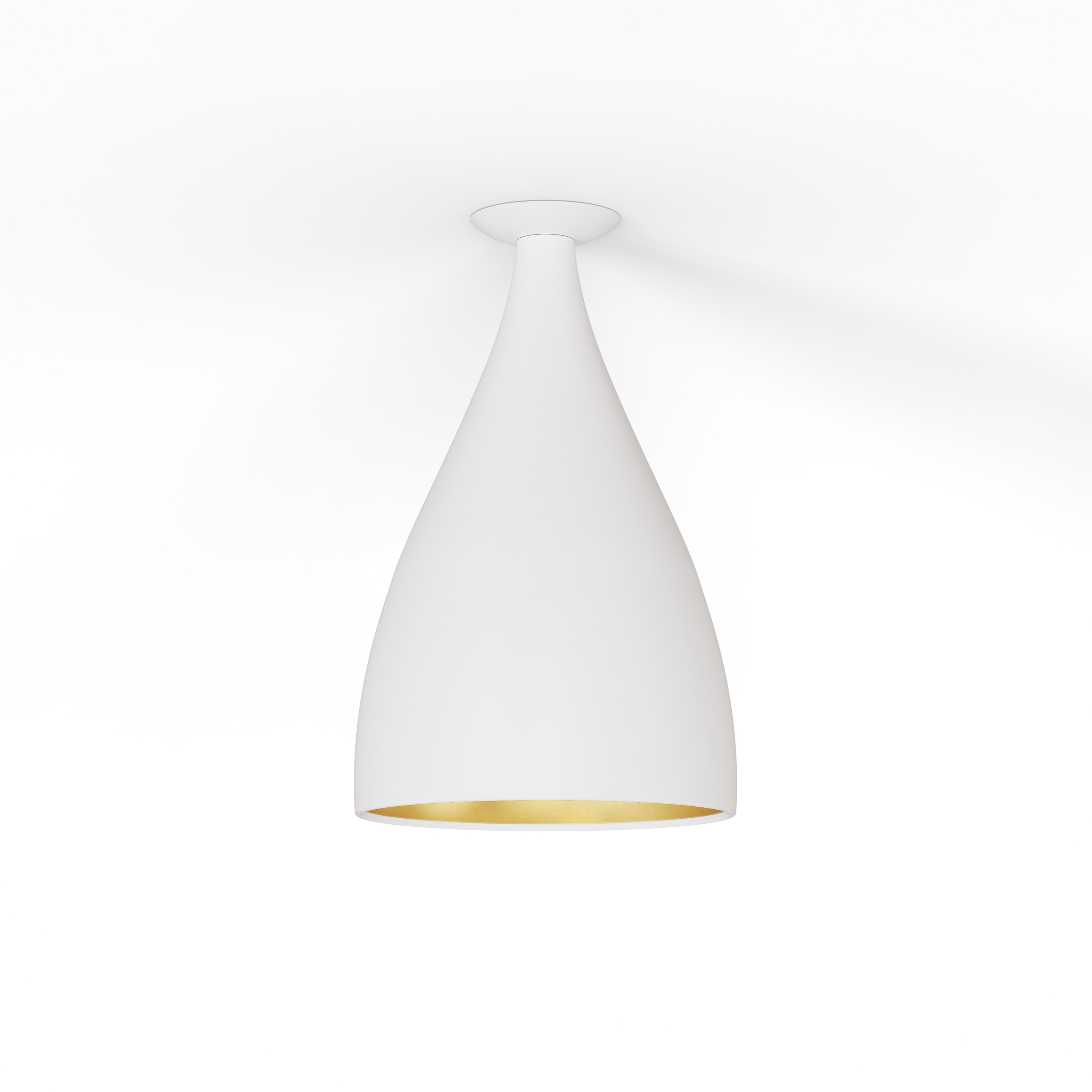 Mostra il prodotto Swell Single XL Narrow Flush Lamp (White Exterior, Brass Interior) del produttore Pablo