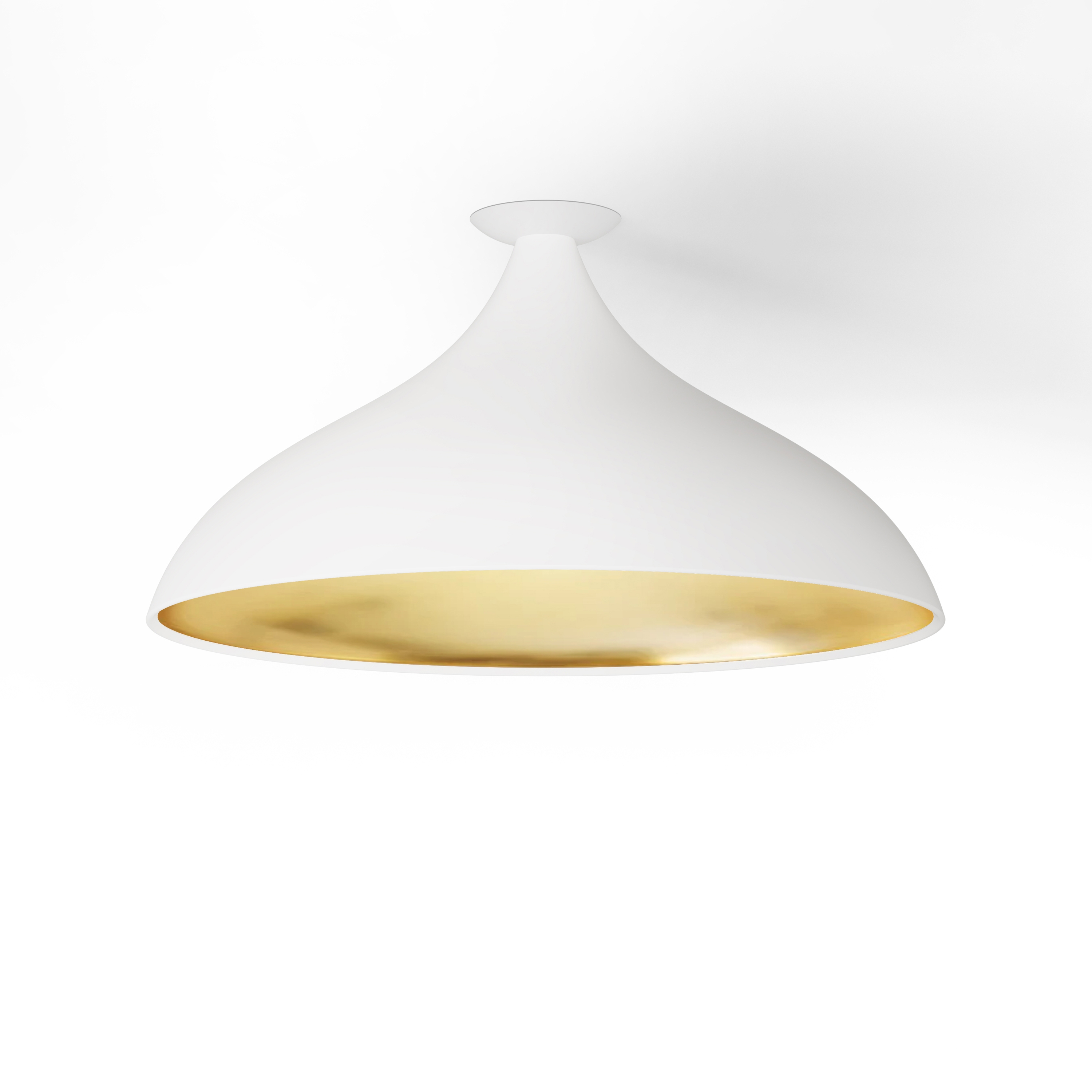 Swell Flush XL Wide Lamp (White Exterior, Brass Interior)