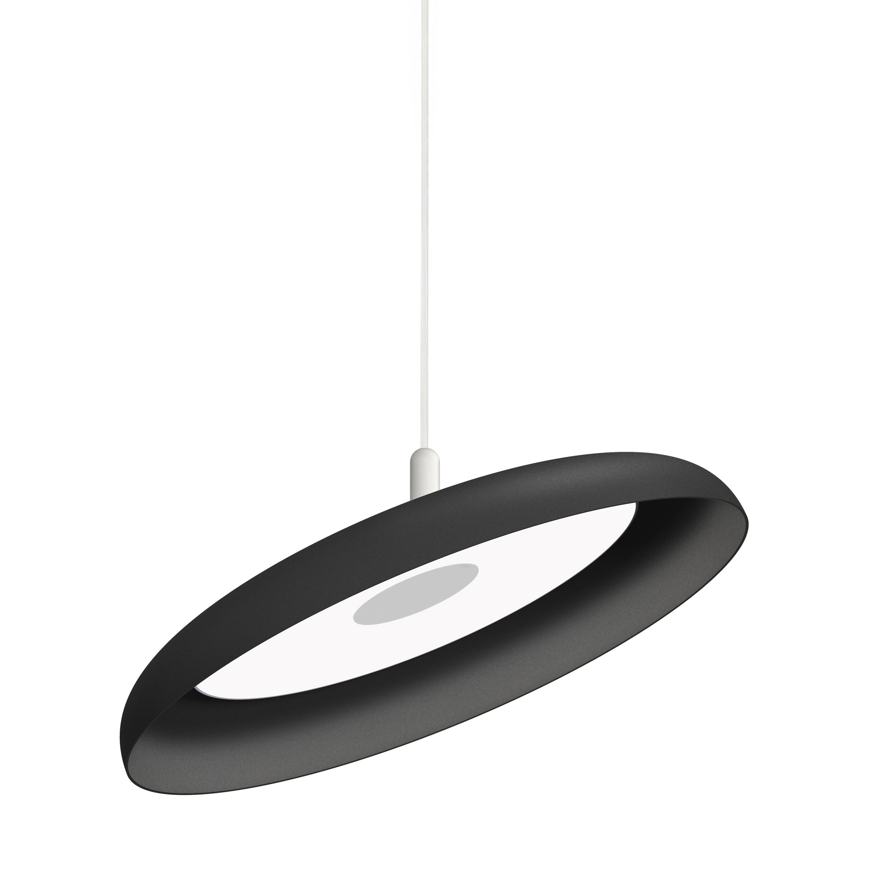 Display product Nivel Pendant 22 Black Shade with White Cord from manufacturer Pablo