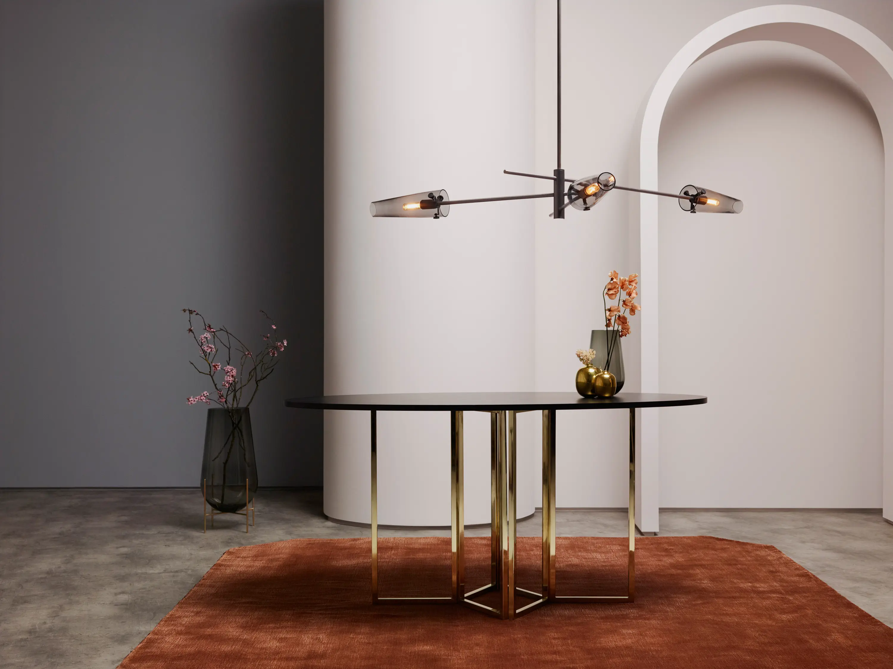 CTO Lighting - Axis pendant satin brass / smoked glass