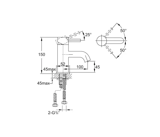 Steinberg - 100 1010 Single lever basin mixer without pop up waste