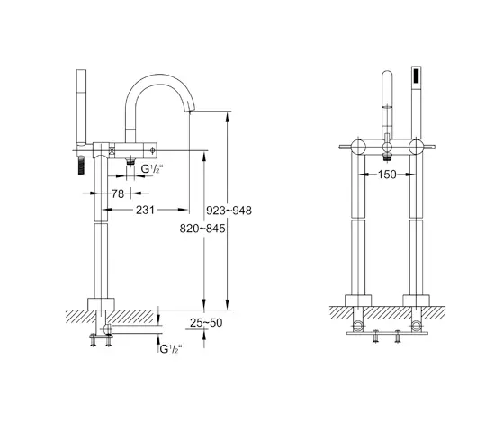 Steinberg - 100 1162 Free standing bath mixer