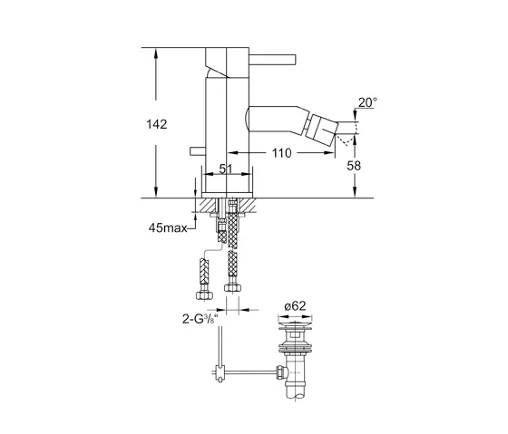 Steinberg - 100 1300 Bidet-Einhebelmischer