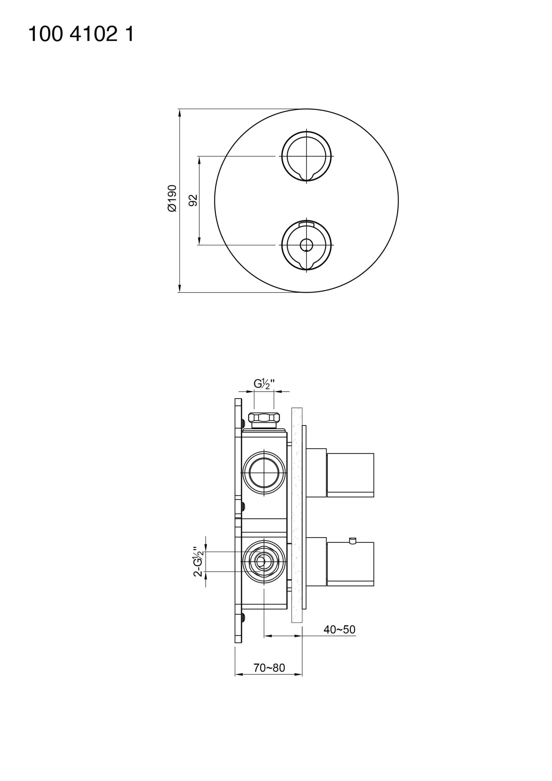Steinberg - 100 4102 1 Finish set for concealed thermostatic mixer with temperature and volume control