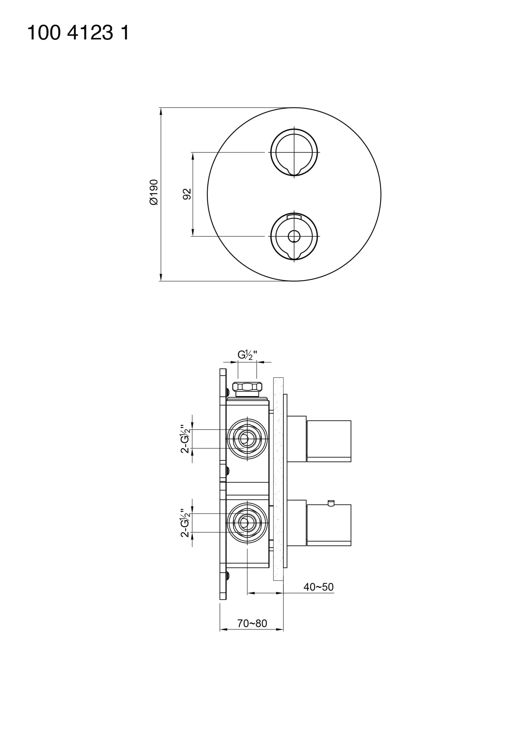 Steinberg - 100 4123 1 Finish set for concealed thermostatic mixer with 3 way diverter