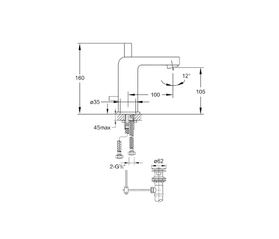 Steinberg - 120 1000 Single lever basin mixer with pop up waste 1 ¼“