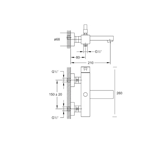 Steinberg - 120 1100 Exposed single lever mixer ½“ for bathtub