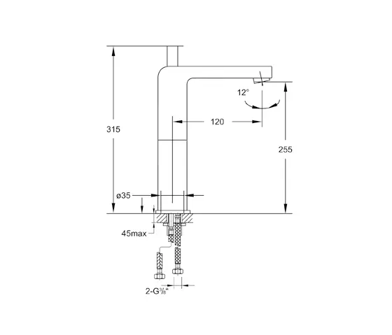 Steinberg - 120 1700 Single lever basin mixer without pop up waste