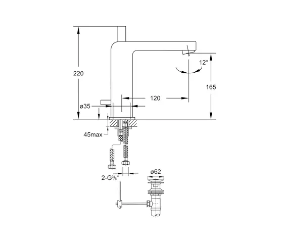 Steinberg - 120 1755 Single lever basin mixer with pop up waste 1 ¼“
