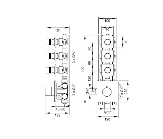 Steinberg - 120 4330 Concealed thermostatic mixer 3/4“ including finish set