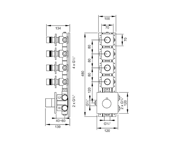 Steinberg - 120 4340 Concealed thermostatic mixer 3/4“ including finish set