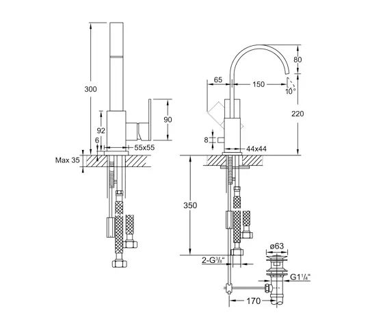 Steinberg - 135 1501 Single lever basin mixer with pop up waste 1 ¼“