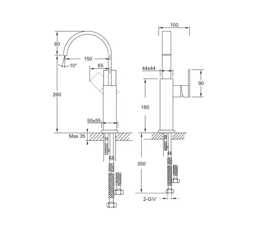 Steinberg - 135 1551 Single lever basin mixer without pop up waste