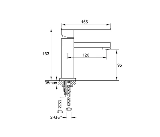 Steinberg - 160 1010 Mitigeur mono commande de lavabo sans garniture d'écoulement