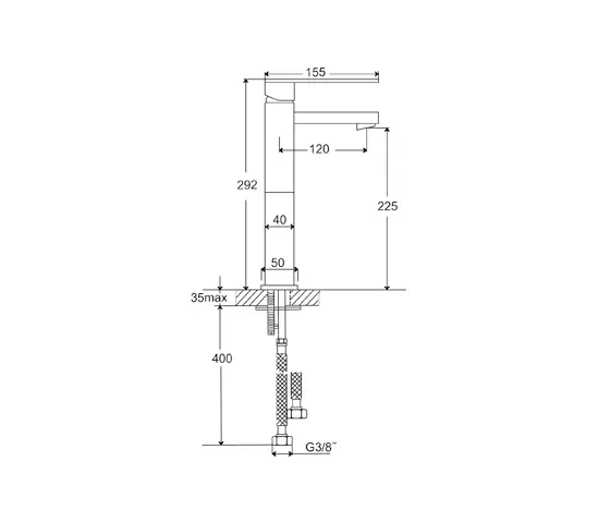 Steinberg - 160 1700 Single lever basin mixer without pop up waste