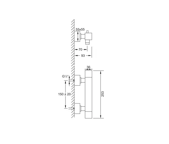 Steinberg - 160 3200 Exposed thermostatic mixer ½“ for shower