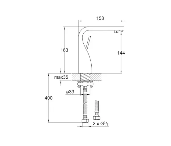Steinberg - 230 1010 Single lever basin mixer without pop up waste