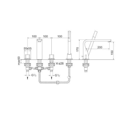 Steinberg - 230 2400 4-hole deck mounted bath mixer