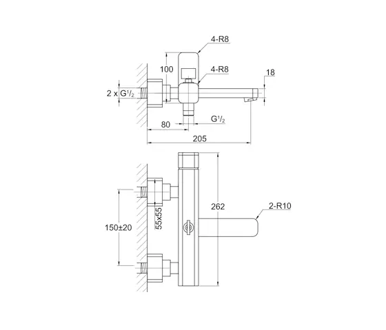 Steinberg - 235 1100 Exposed single lever mixer ½“ for bathtub