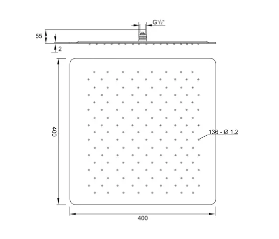 Steinberg - 390 1683 Regenbrause ultraflach, 400 x 400 x 2 mm