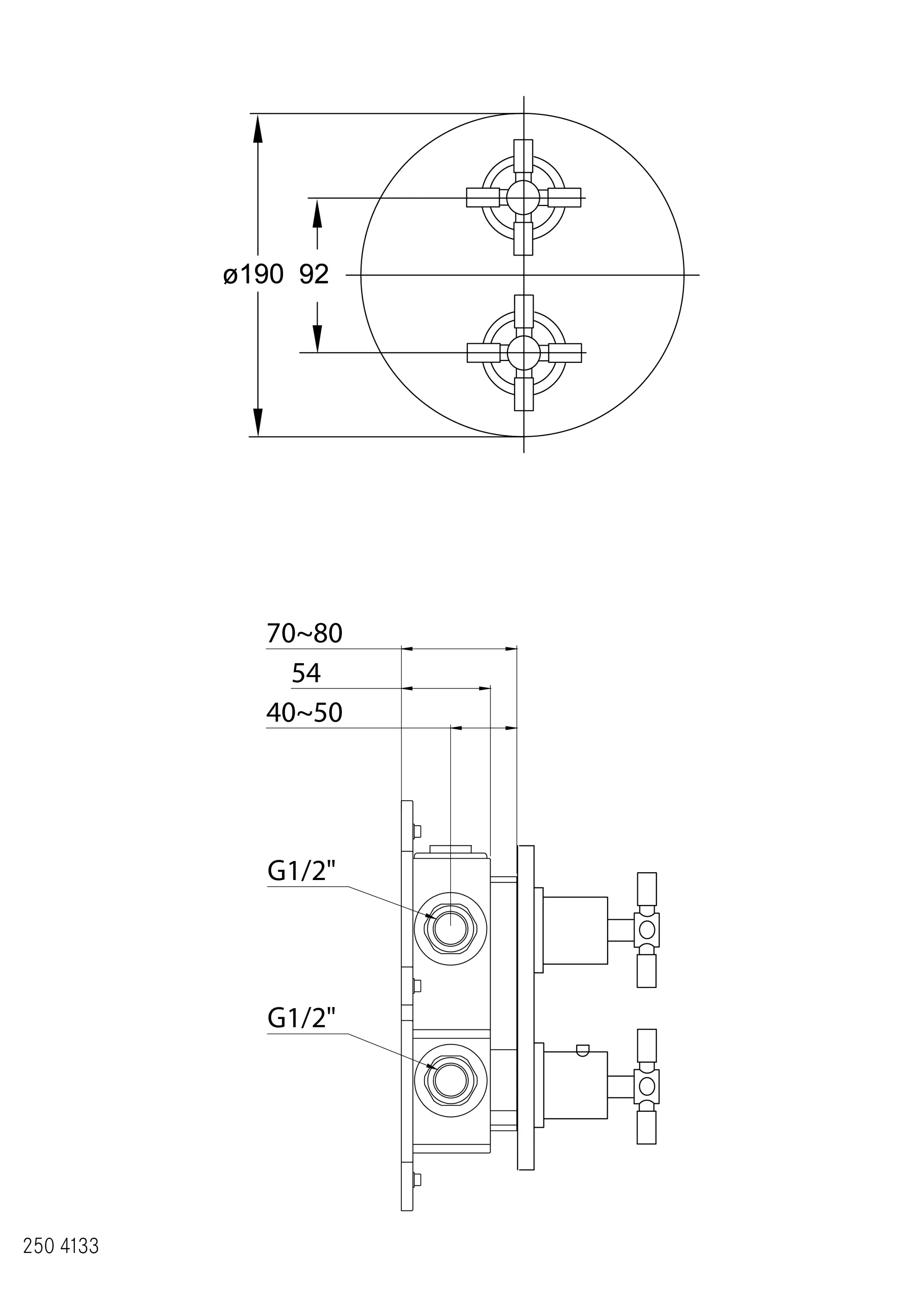 Steinberg - 250 4133 3 Finish set for concealed thermostatic mixer with 2 way diverter