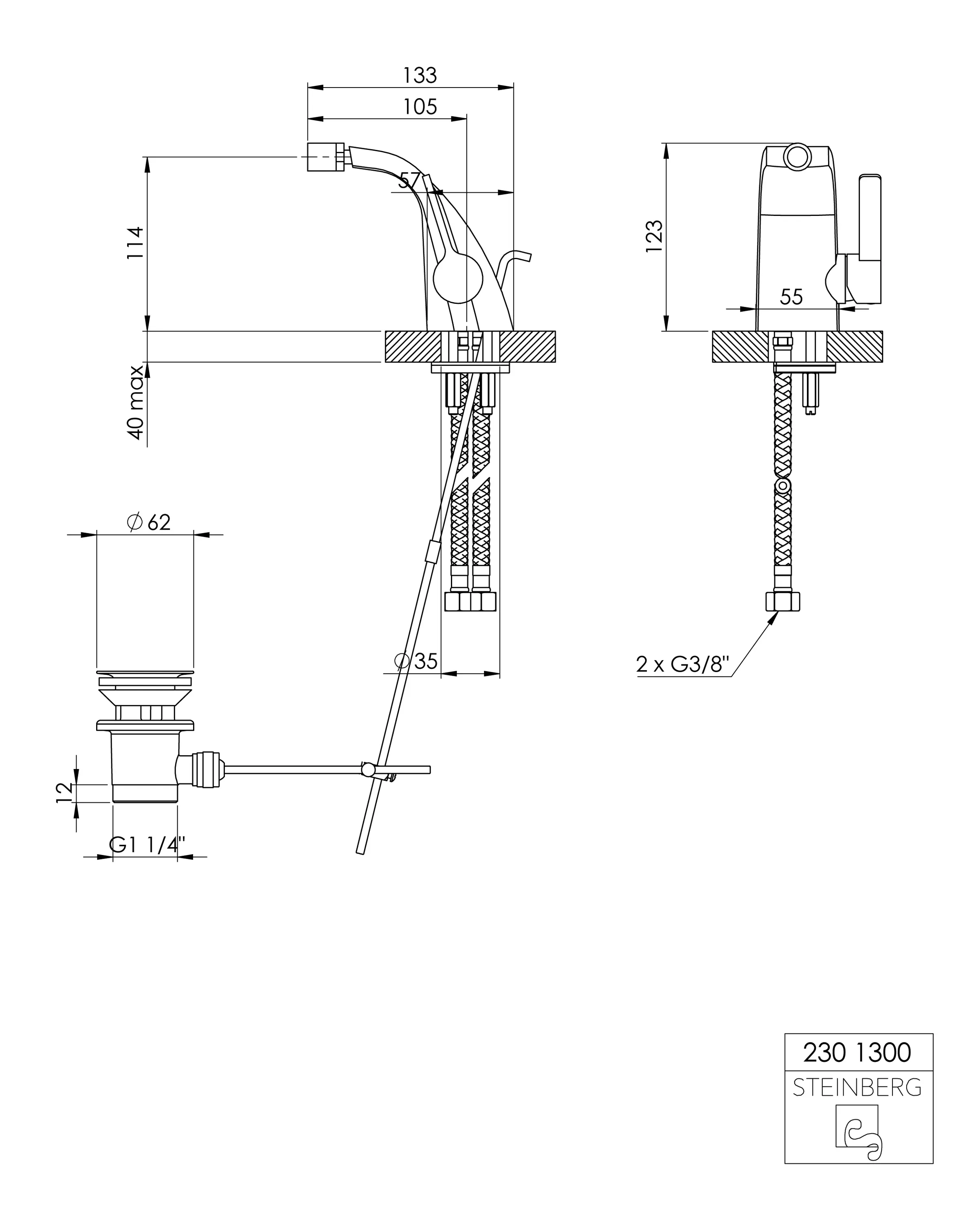 Steinberg - 230 1301 Single lever bidet mixer
