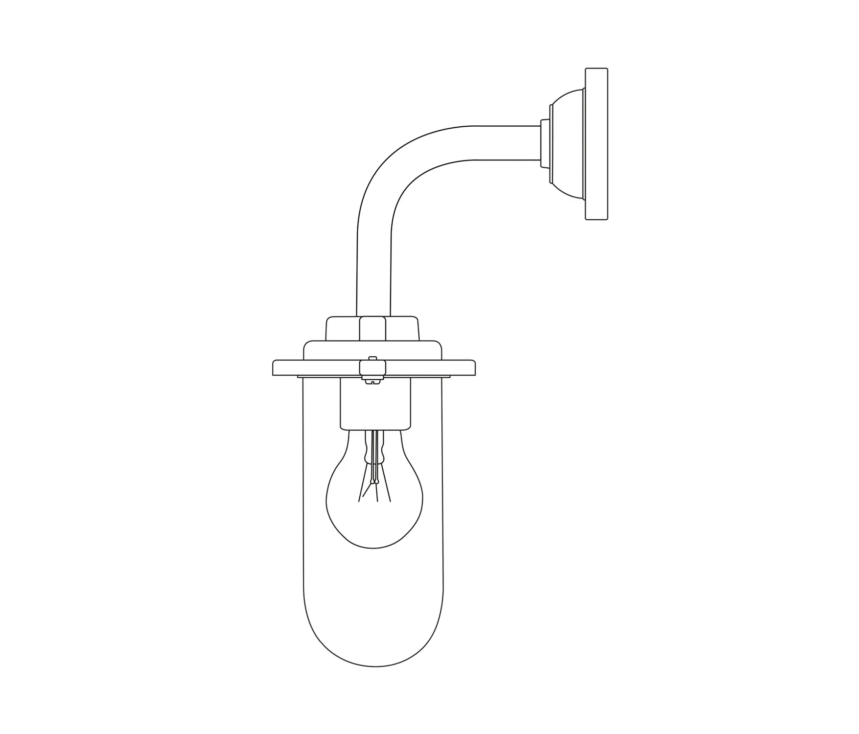 Original BTC - Bracket Light Wandleuchte, 60W, Runde Rosette, Verzinkt, Milchglas