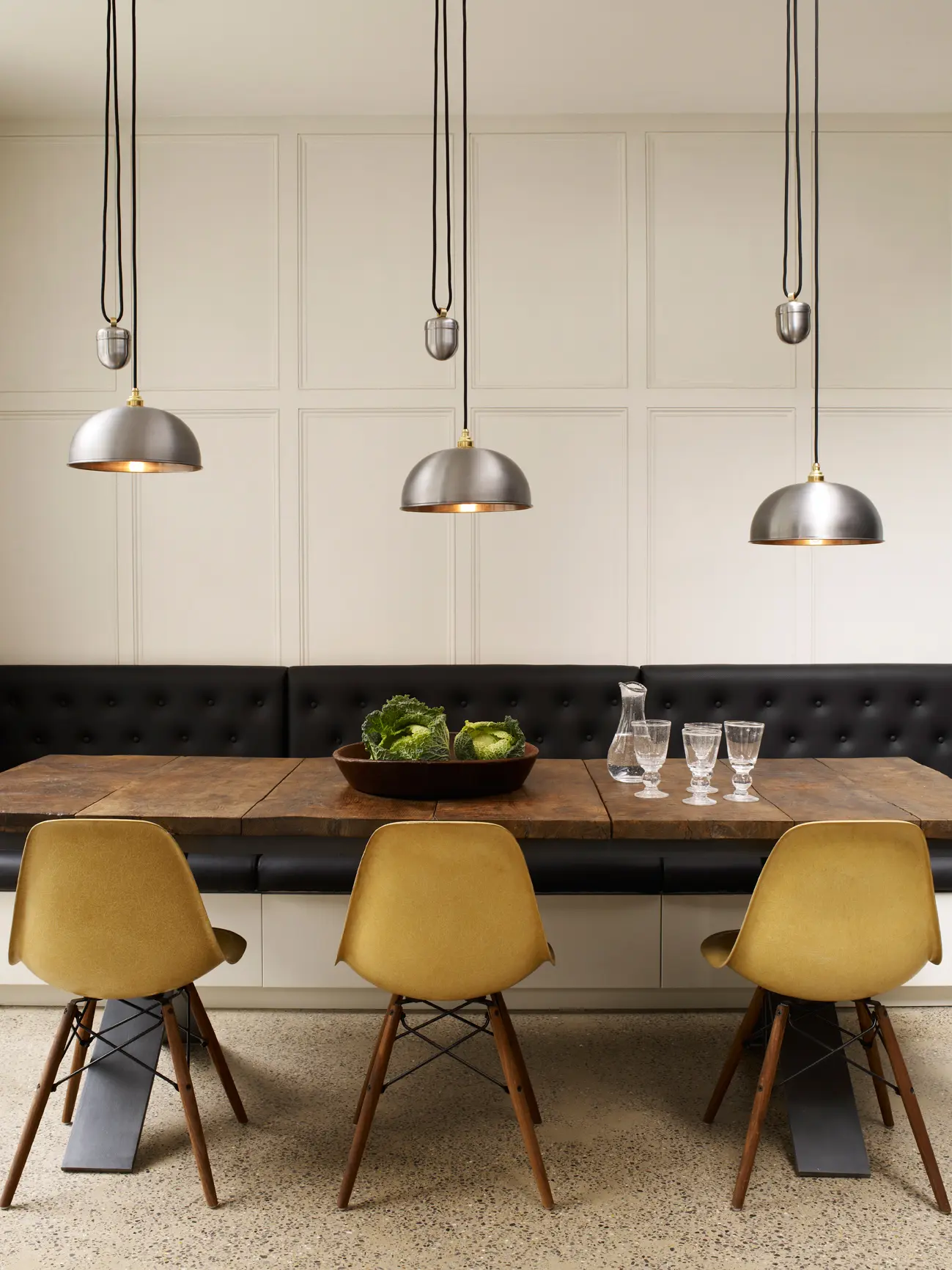 Original BTC - Dome Rise & Fall Pendant, Putty Grey, White Interior