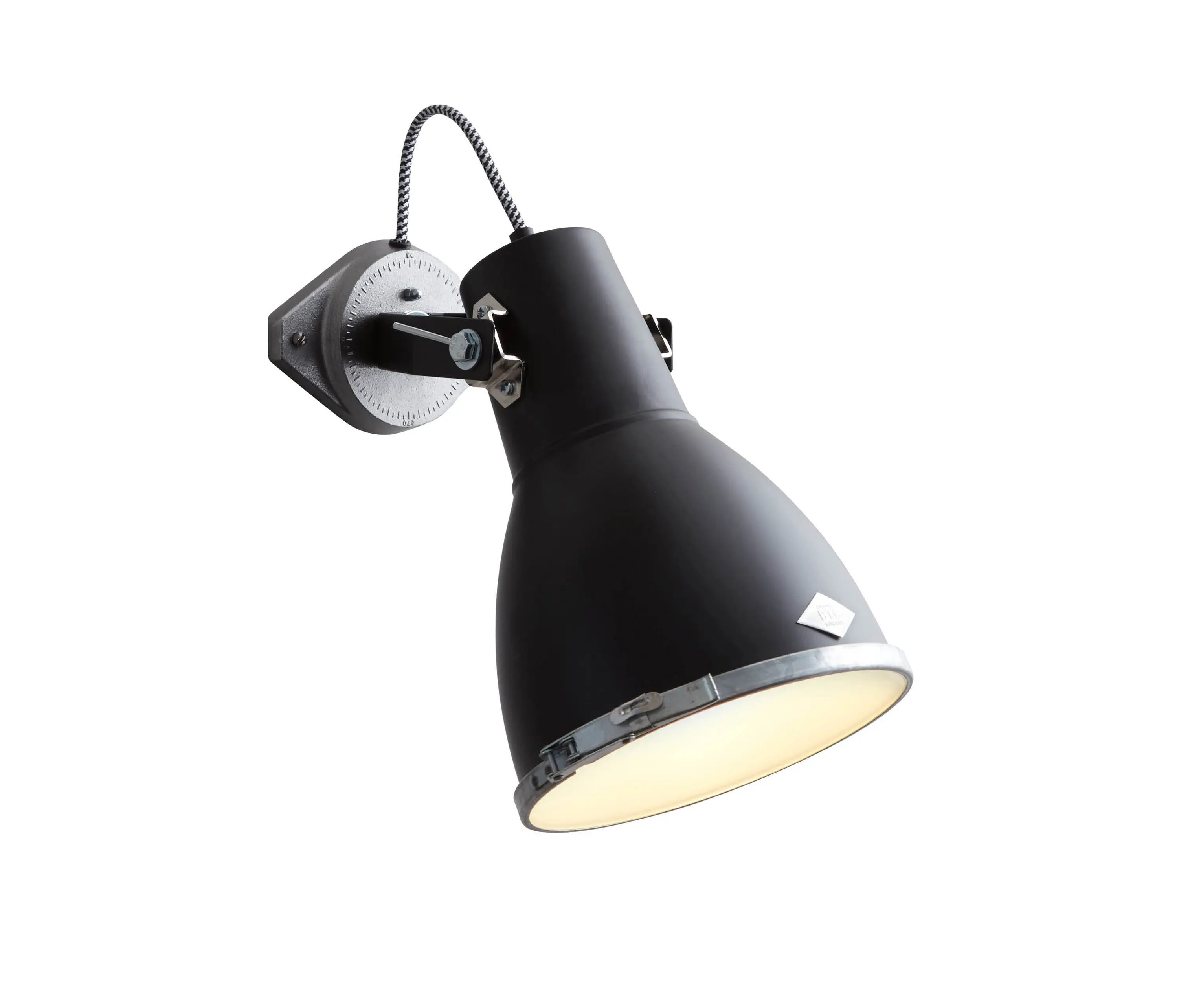 Original BTC - Stirrup 2 Wall Light with Etched Glass, Black