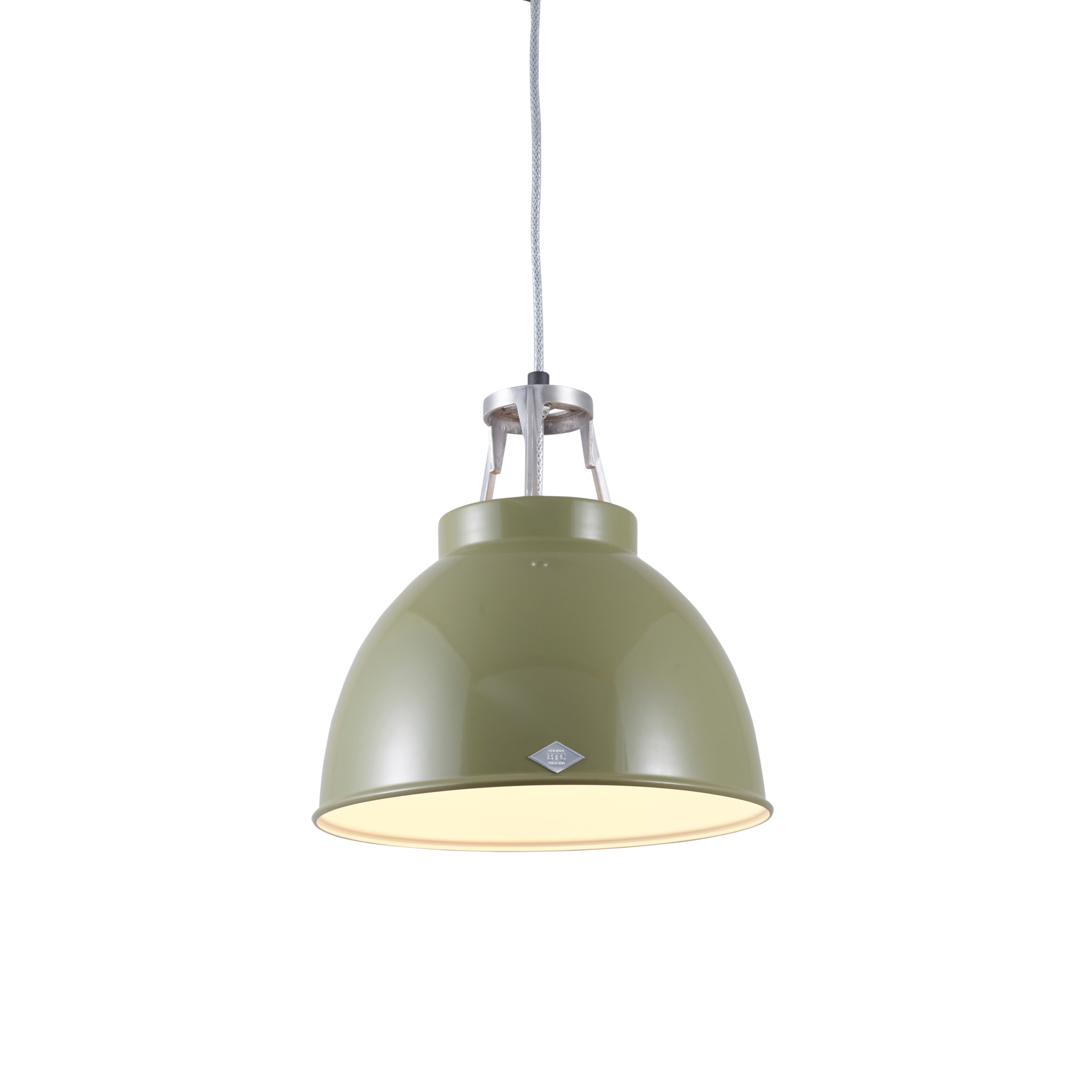 Mostra il prodotto Titan Size 1 Pendant Light, Olive Green/White Interior del produttore Original BTC