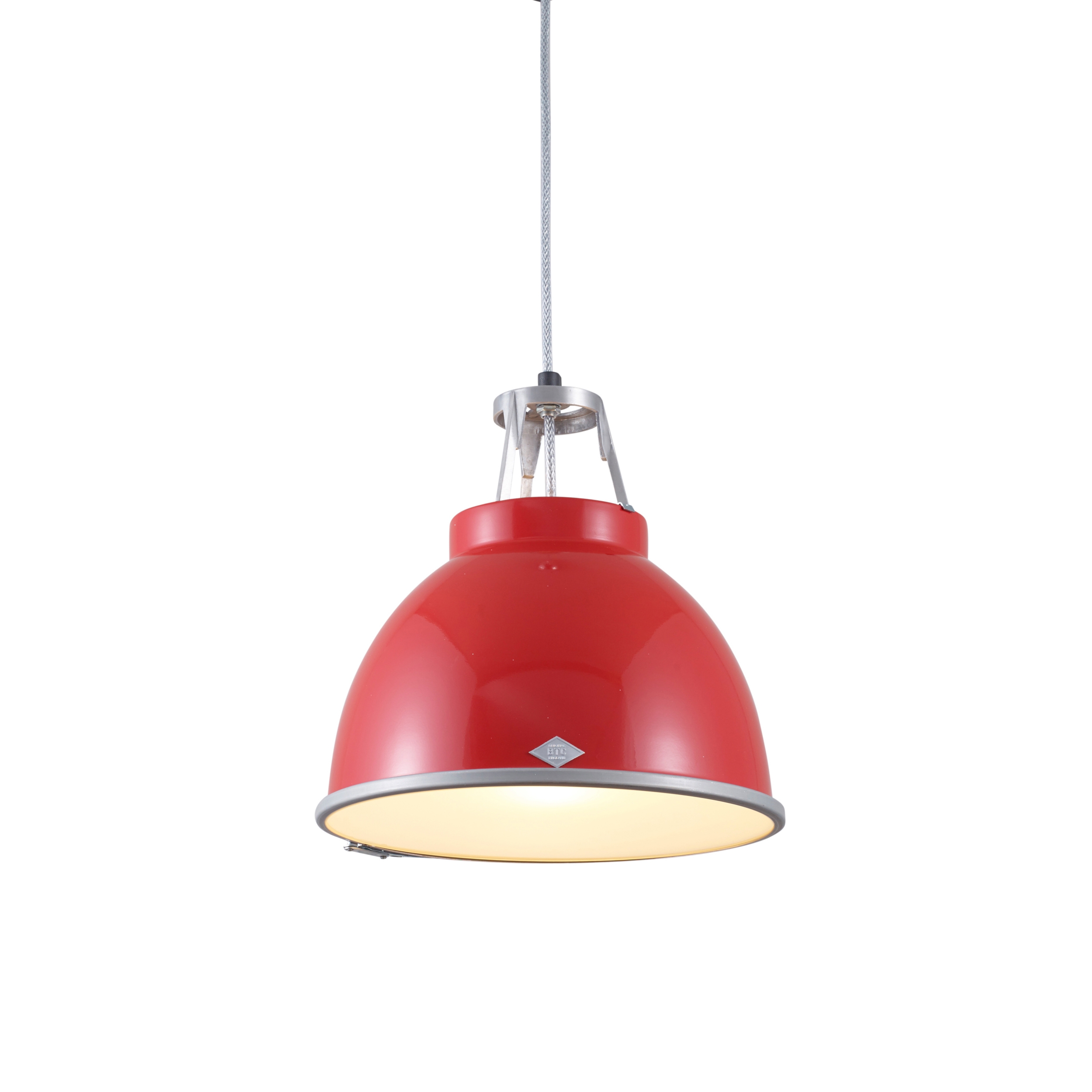 Display product Titan Size 1 Pendant Light, Red with Etched Glass from manufacturer Original BTC