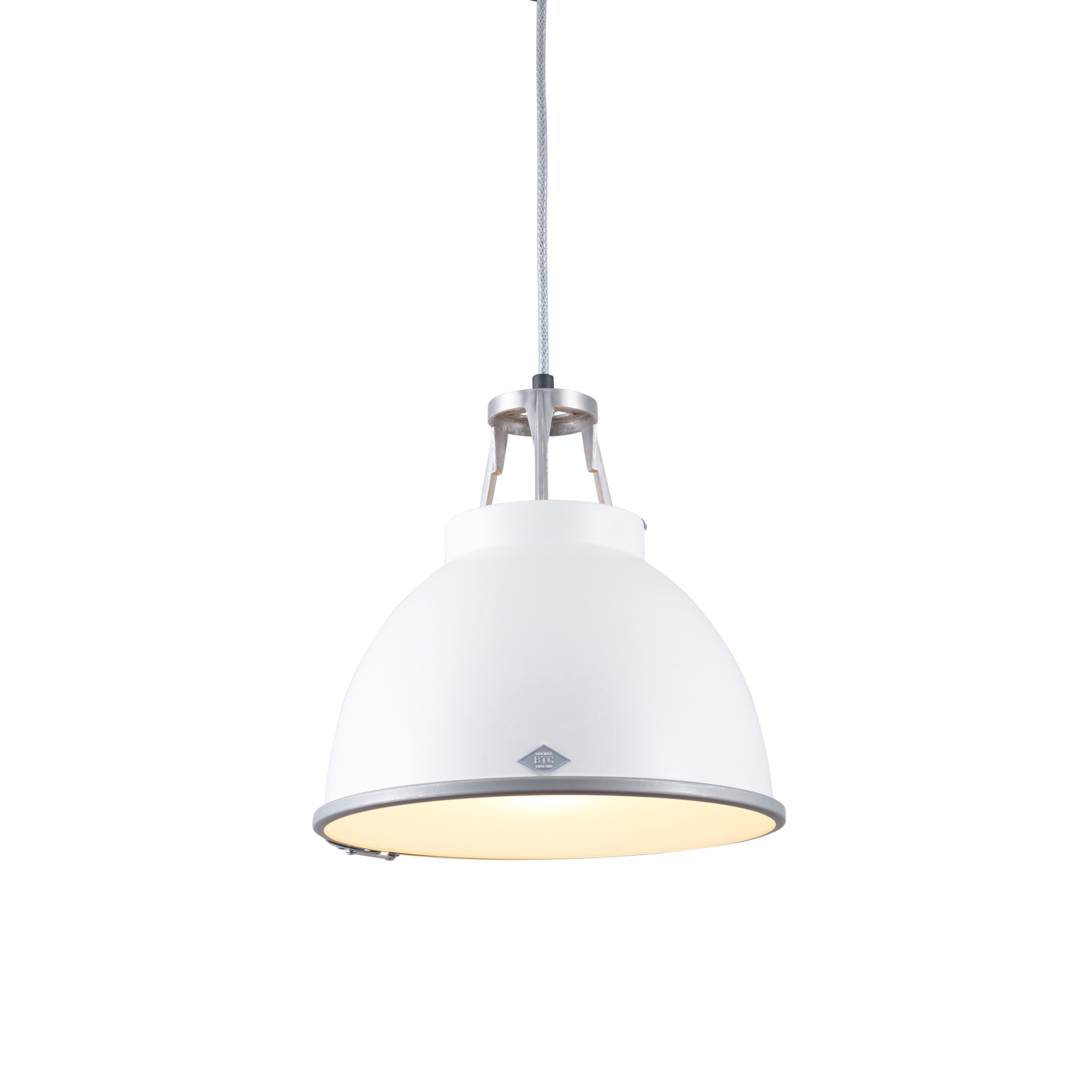 Display product Titan Size 1 Pendant Light, White with Etched Glass from manufacturer Original BTC