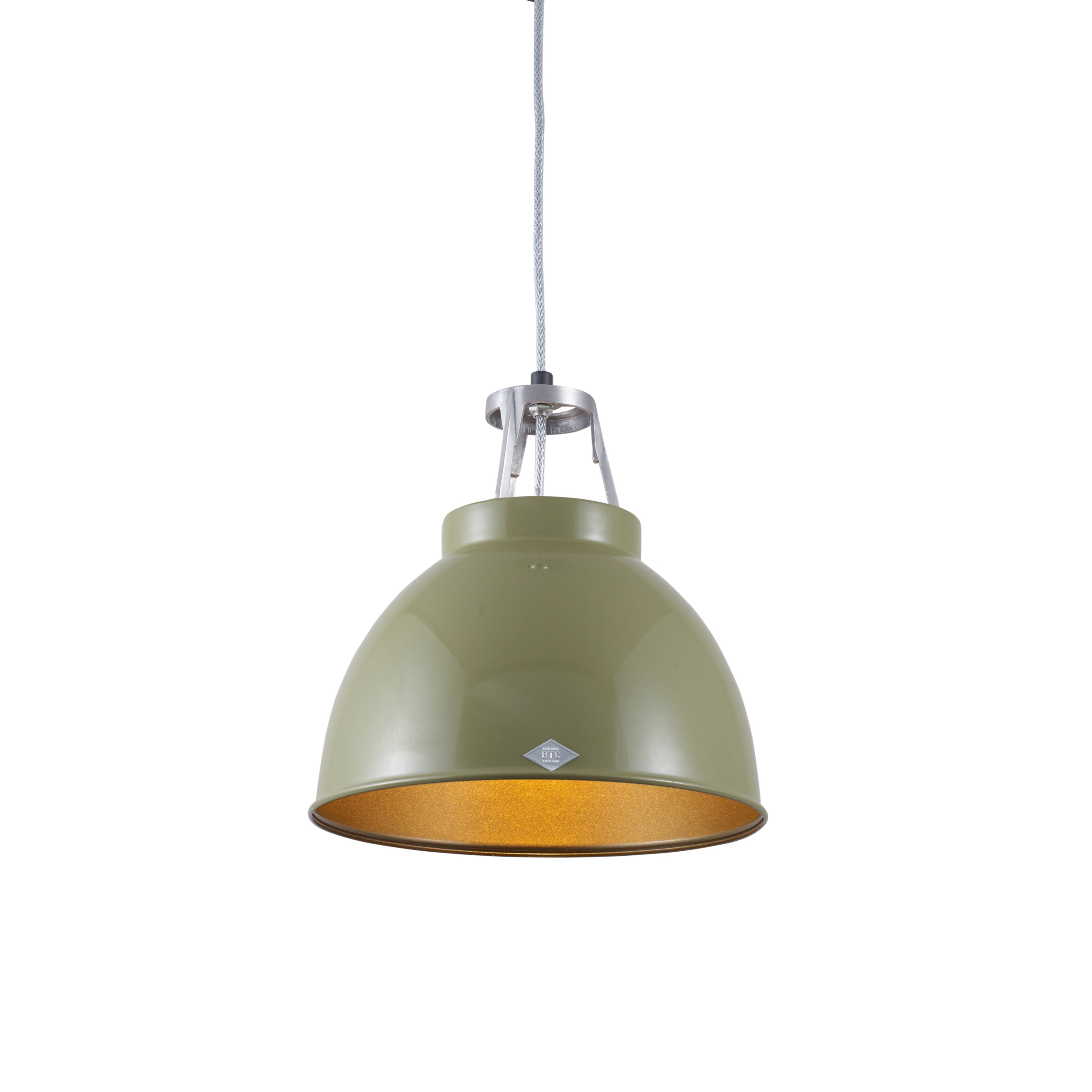 Mostrar el producto Titan Size 1 Pendant Light, Olive Green/Bronze Interior del fabricante Original BTC
