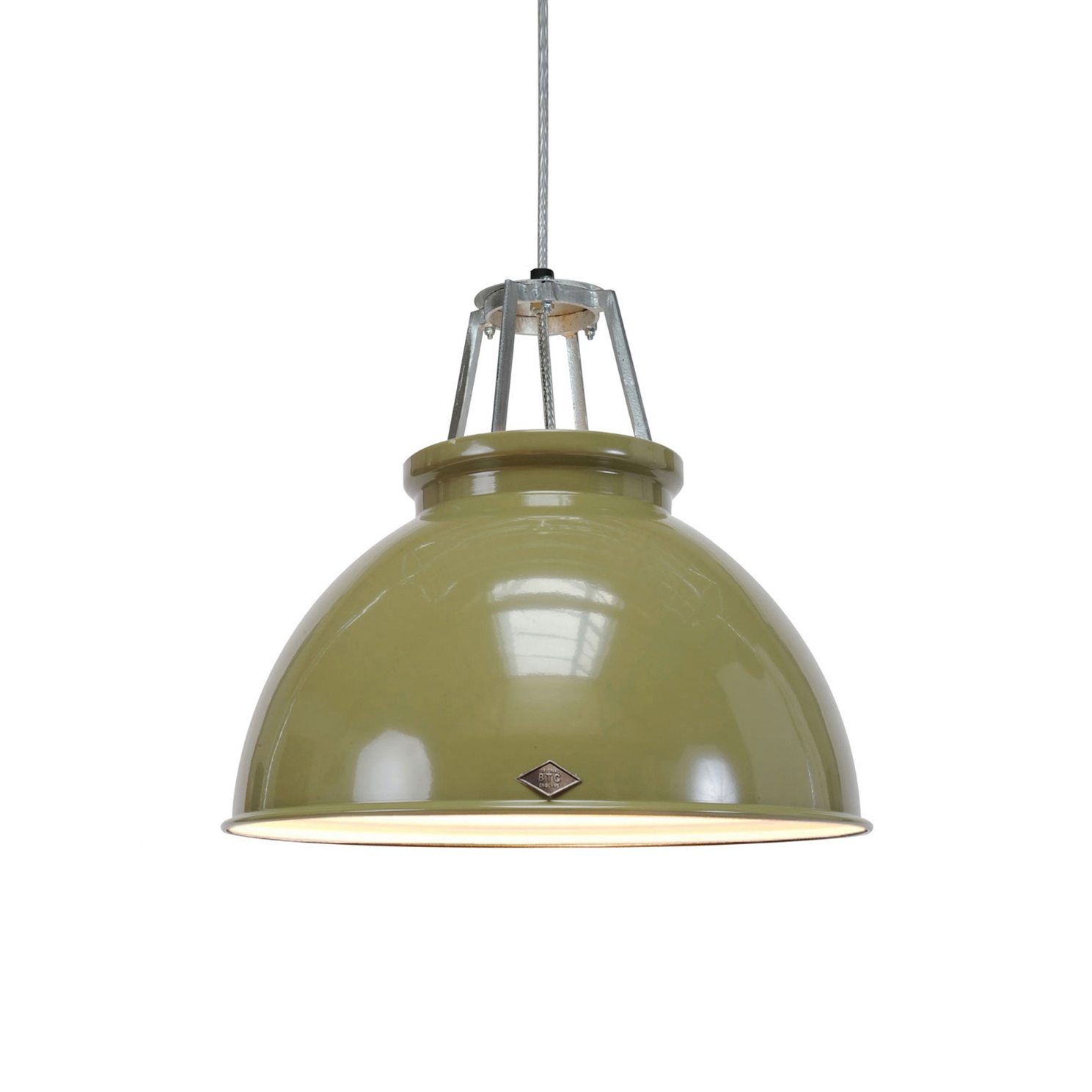 Mostra il prodotto Titan Size 3 Pendant Light, Olive Green/White Interior del produttore Original BTC