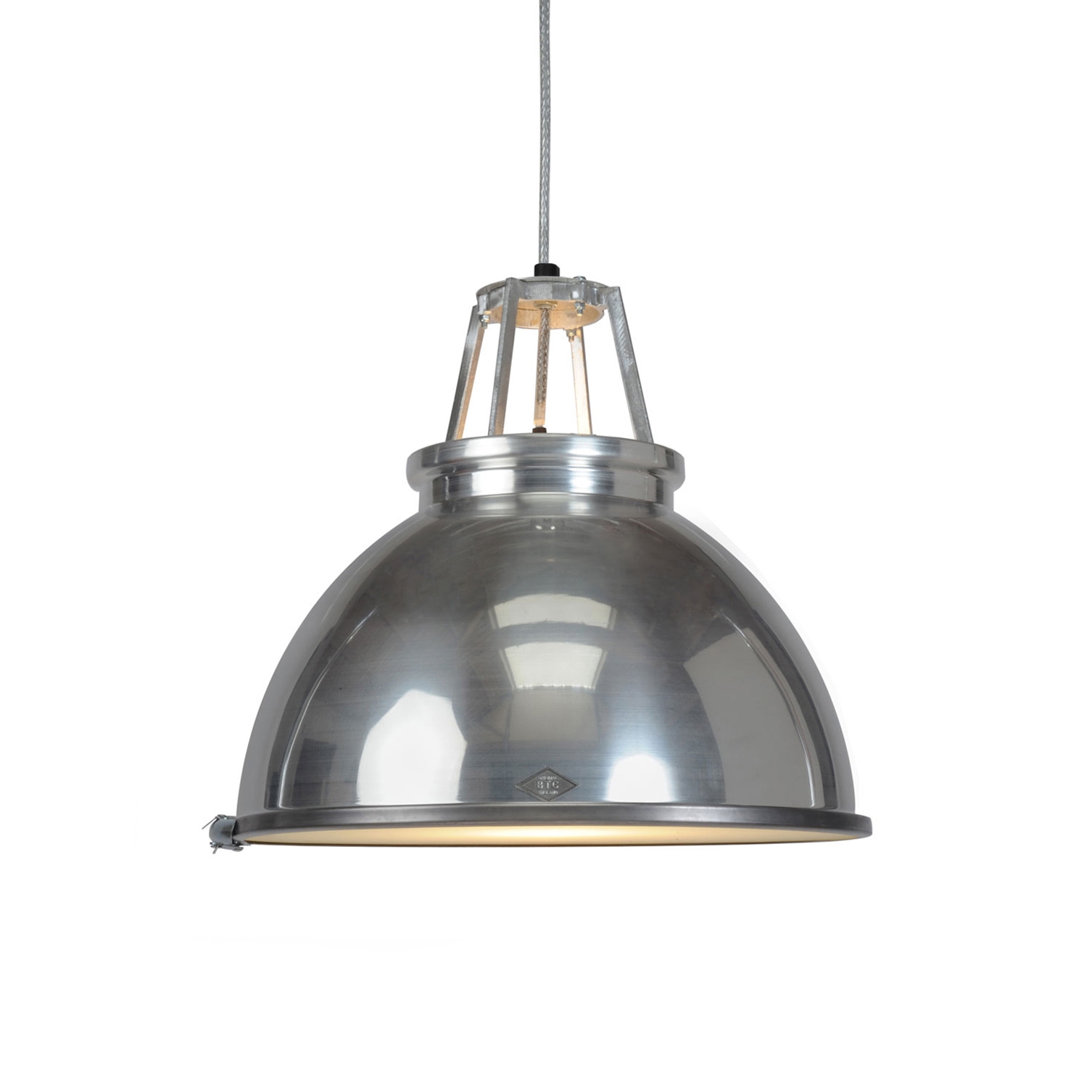 Vertoon produk Titan Size 3 Pendant Light, Natural Aluminium with Etched Glass van vervaardiger Original BTC