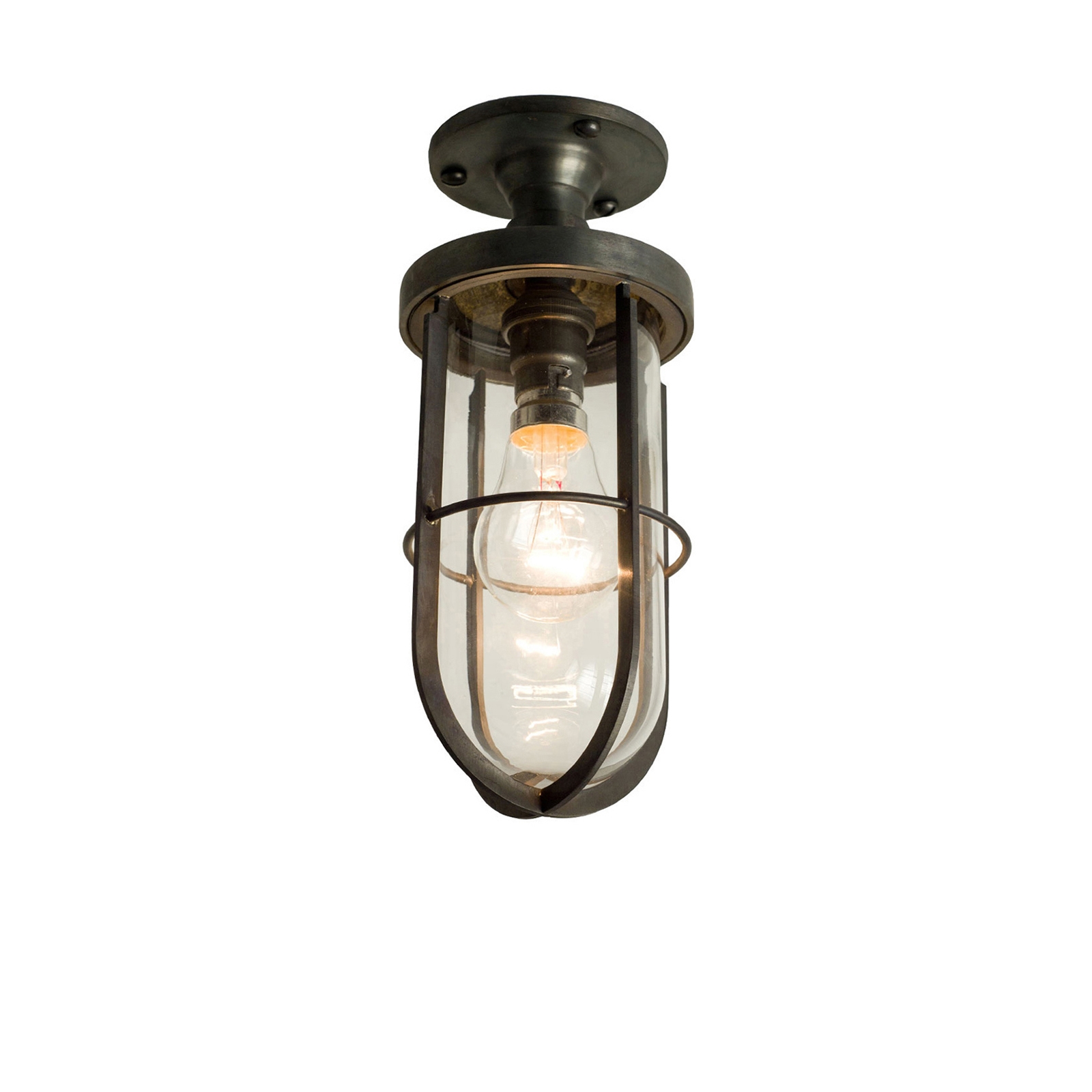 Display product Weatherproof Ships Well Glass Ceiling, Weathered Brass Clear, E27 from manufacturer Original BTC