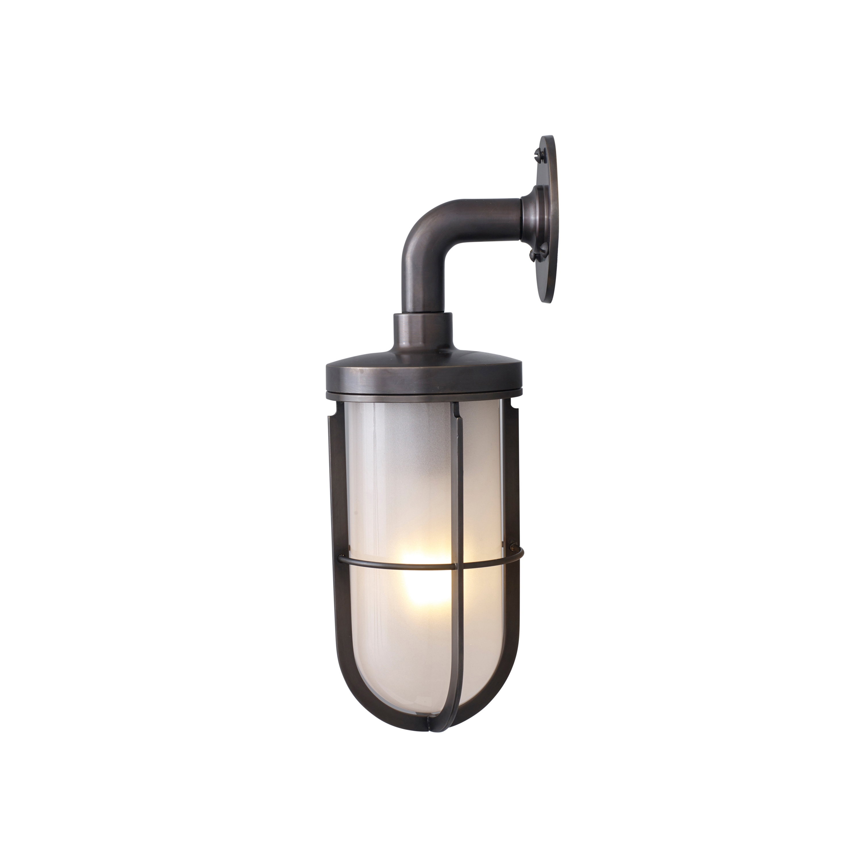 Display product Weatherproof Ship's Well Glass Weathered Brass Frosted Glass, E27 from manufacturer Original BTC