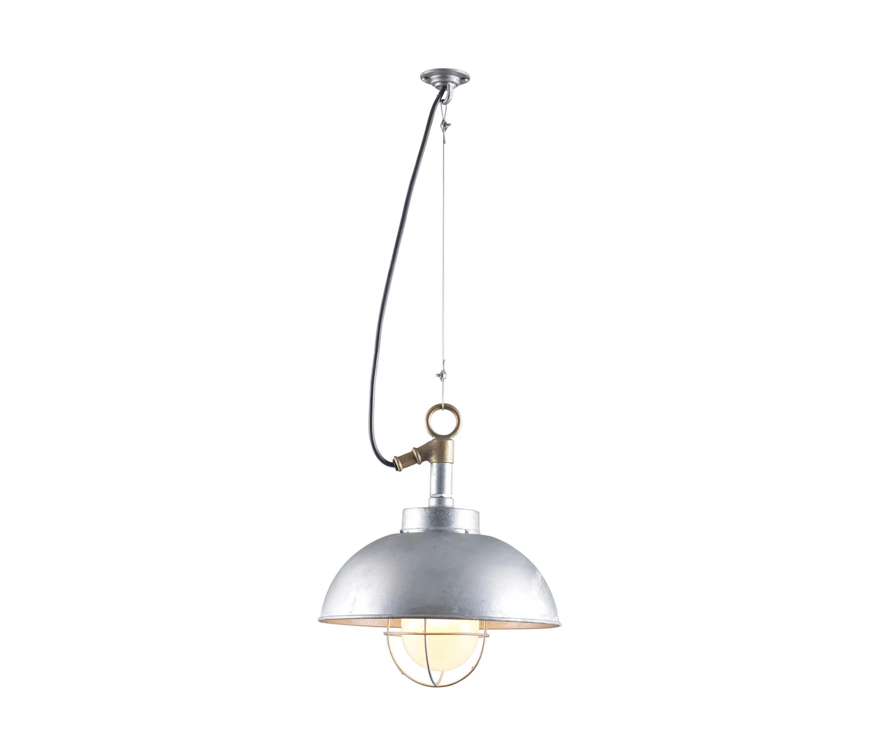 Original BTC - Shipyard Pendant, Galvanised, Frosted Glass