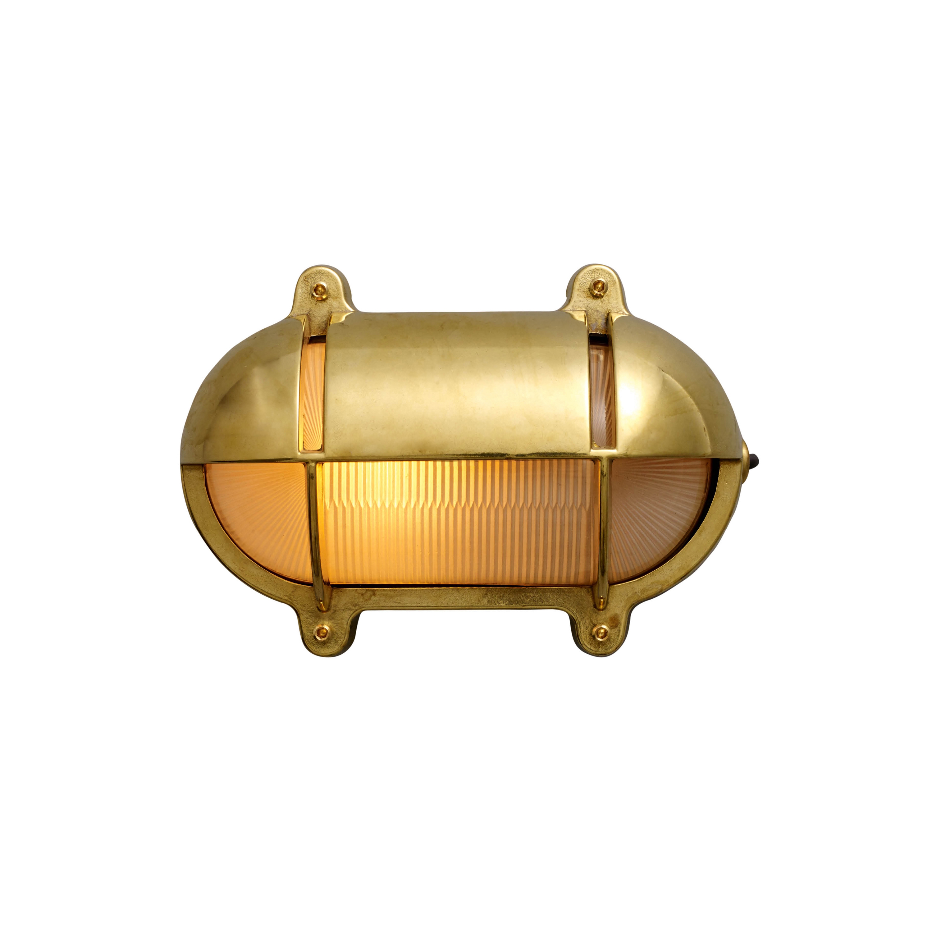 Mostra il prodotto Oval Brass Bulkhead With Eyelid Shield, Medium Natural Brass del produttore Original BTC
