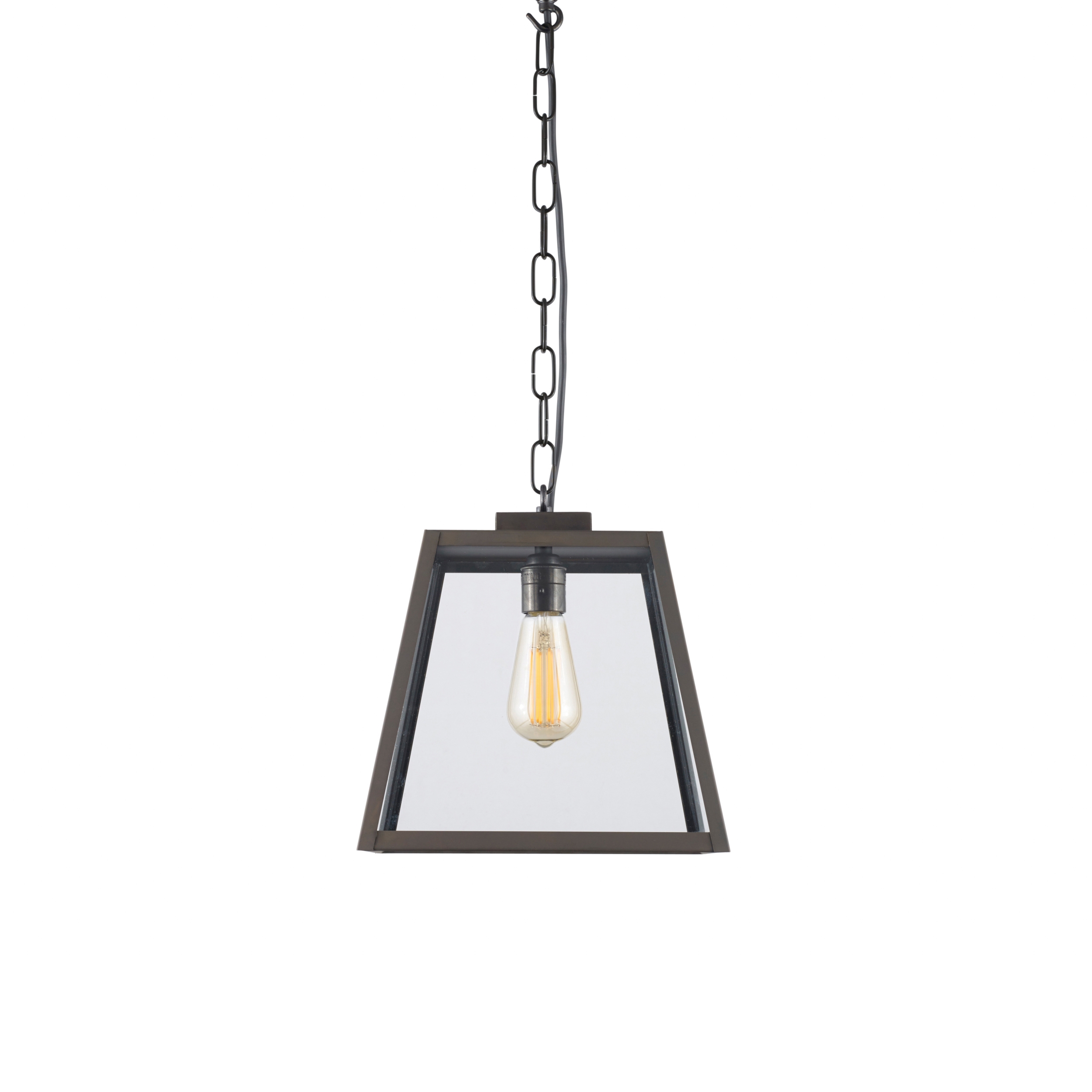 Display product Quad Pendant Light, Closed Top, Medium, Weather Brass, Clear from manufacturer Original BTC
