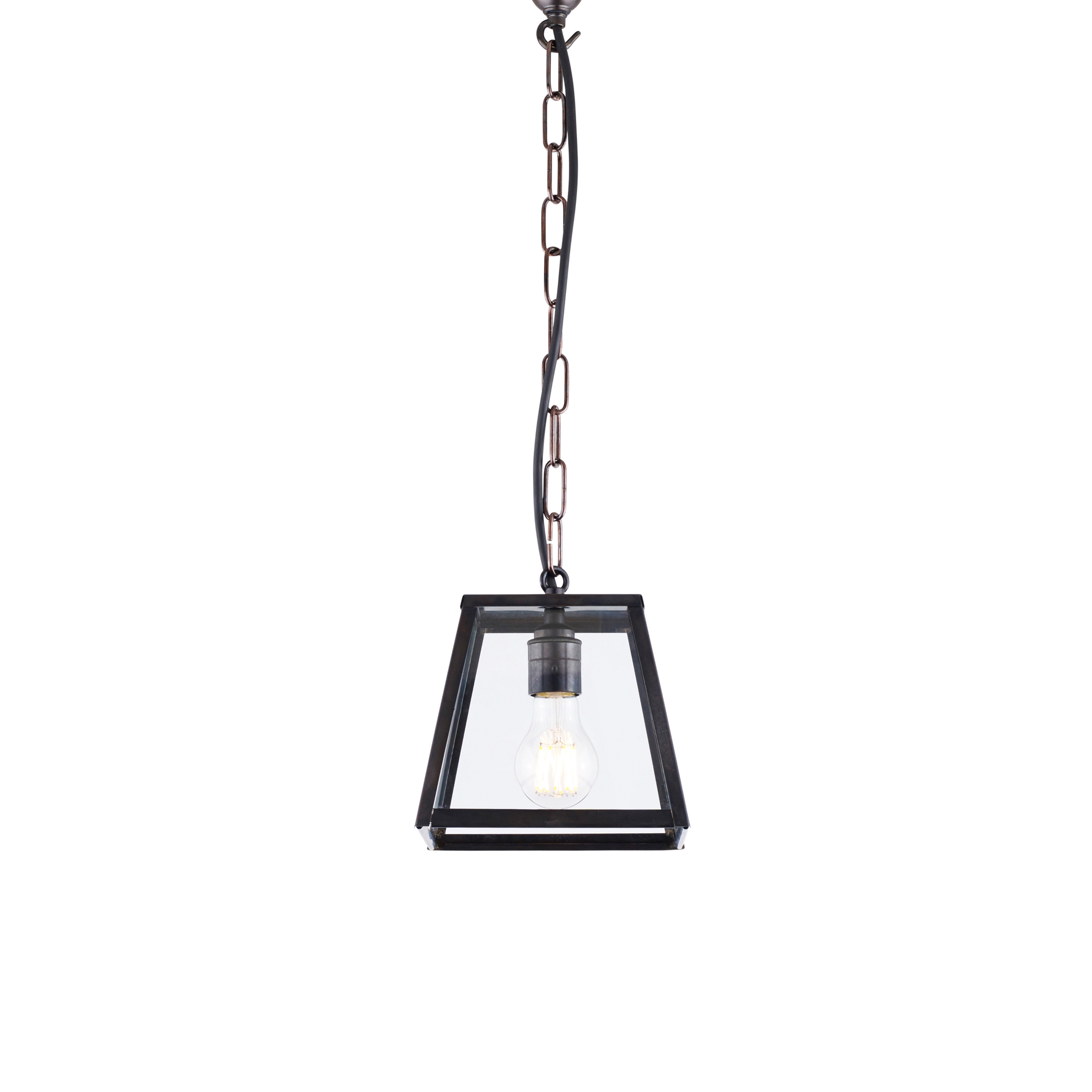 Display product Quad Pendant Internally Glazed, Small, Weathered Brass Clear from manufacturer Original BTC