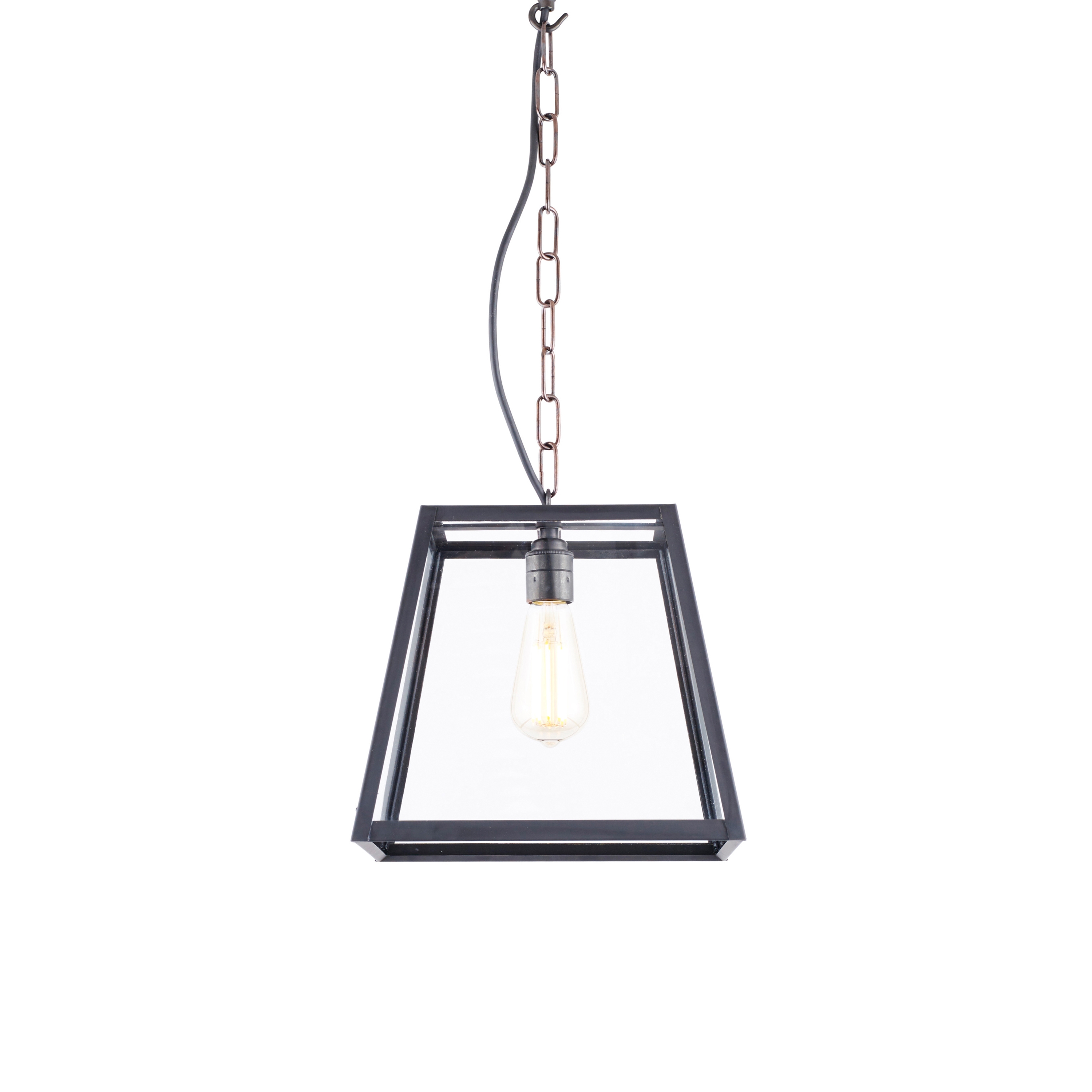 Display product Quad Pendant Light, Int. Glass, Medium, Weather Brass, Clear from manufacturer Original BTC