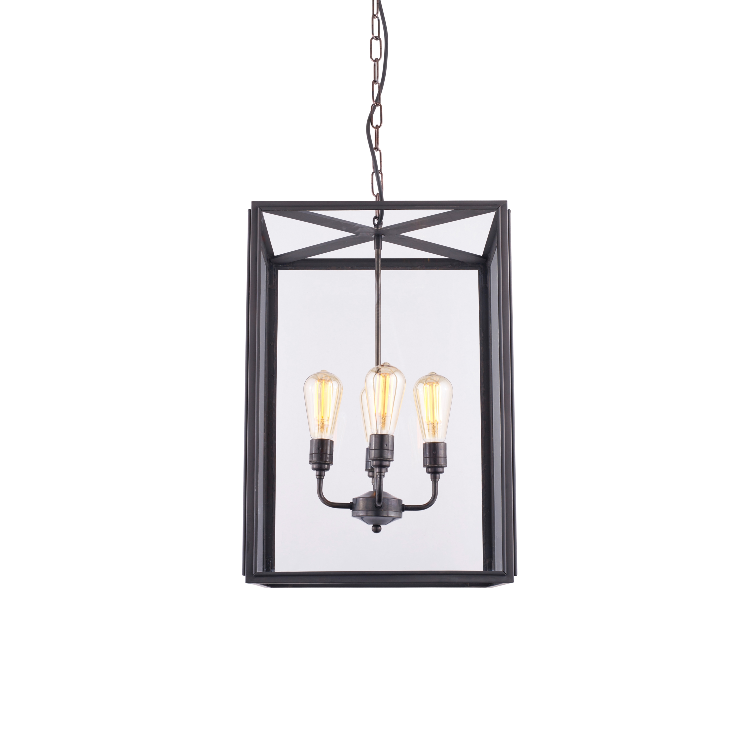 Display product Extra Large Square Pendant with 4 L/holders, Weathered Brass from manufacturer Original BTC