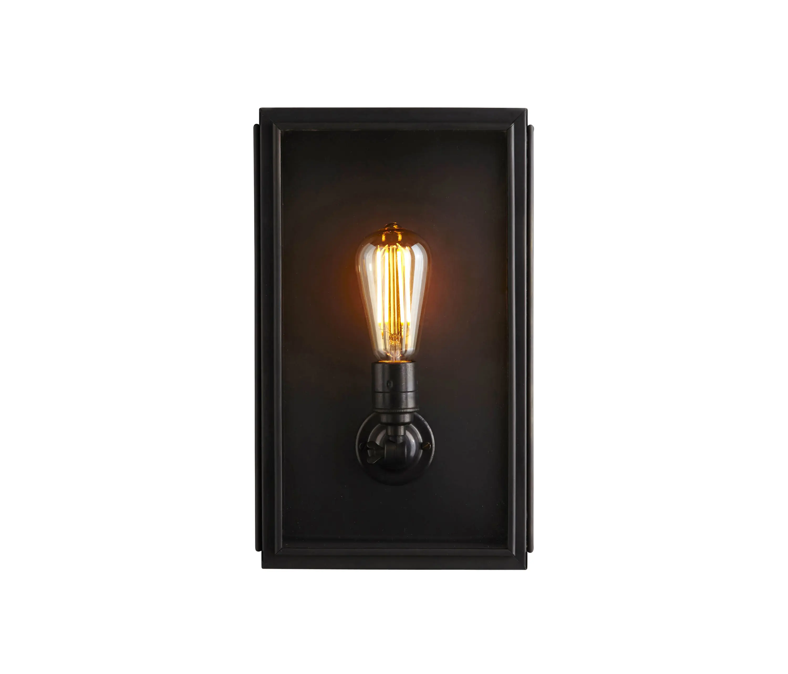 Original BTC - Box Wall Light, Ext Glass, Medium, Weathered Brass, Clear