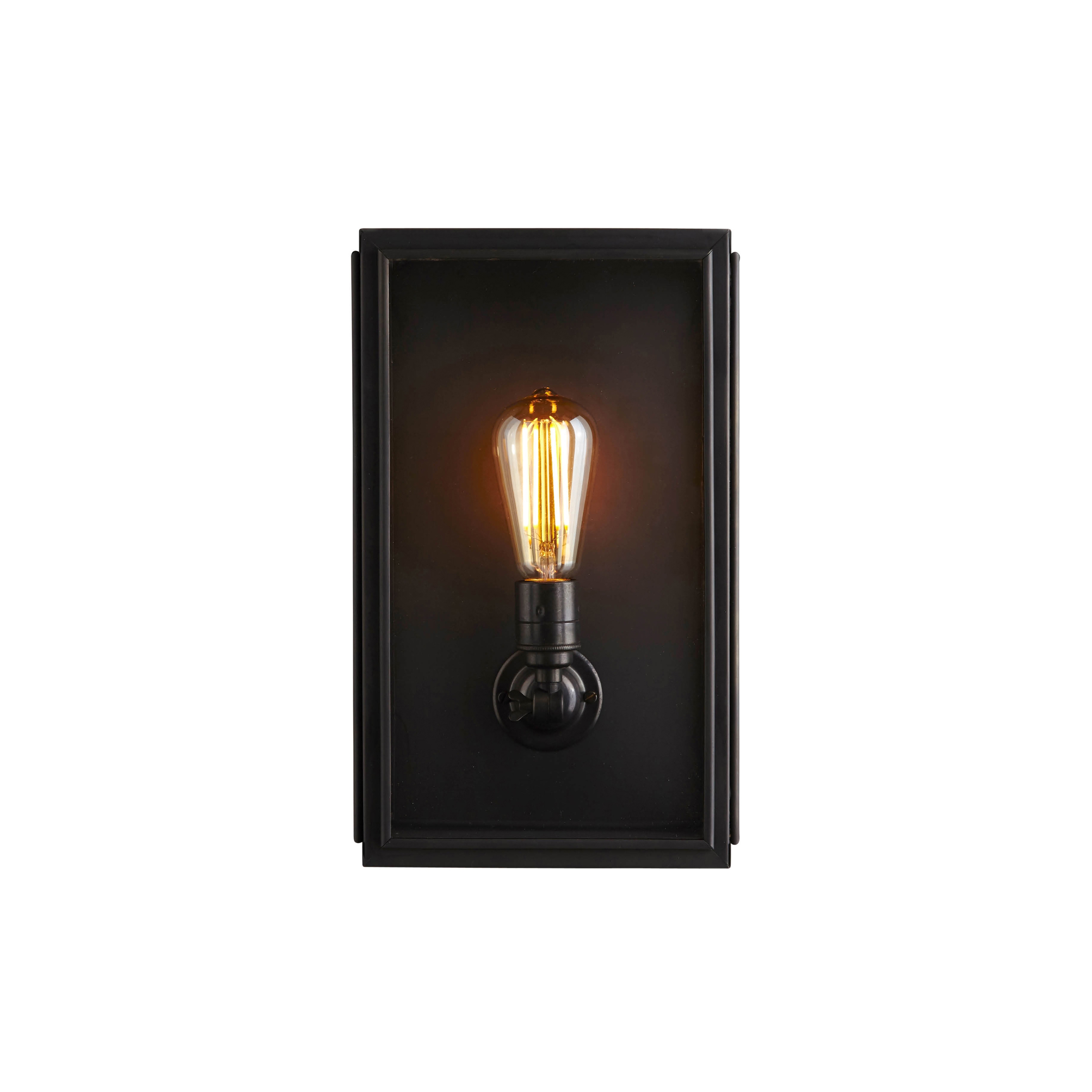 Display product Box Wall Light, Ext Glass, Medium, Weathered Brass, Clear from manufacturer Original BTC
