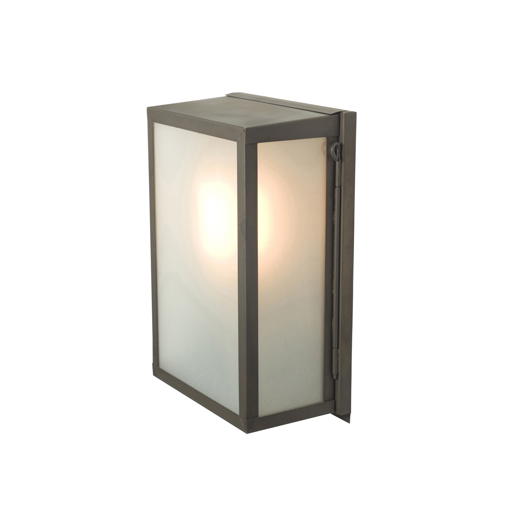 Display product Box Wall Light, Internally Glass, Small, Weathered Brass, Frosted from manufacturer Original BTC