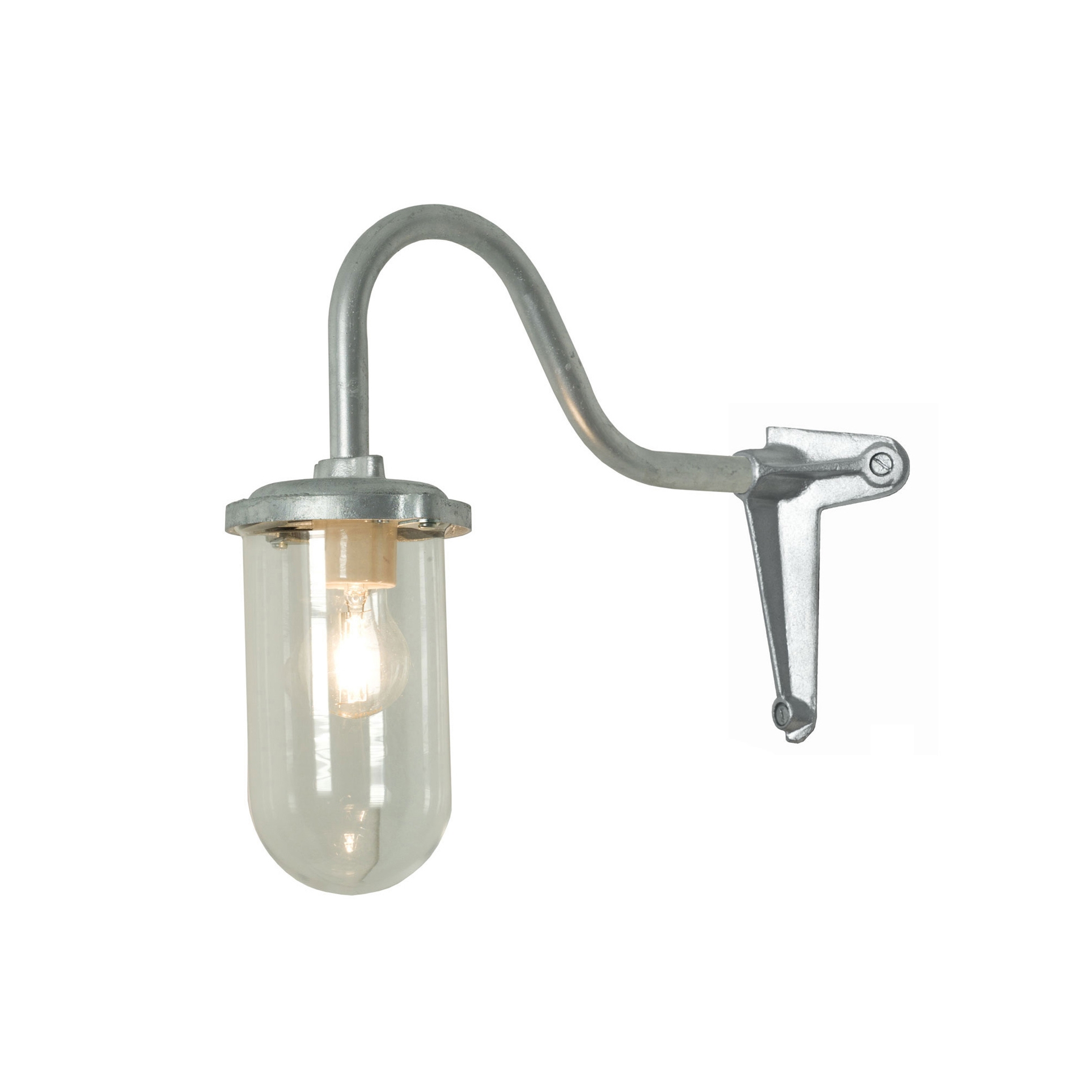 Mostra il prodotto Bracket Light, 100W, Corner, Swan Neck, Galvanised, Clear del produttore Original BTC