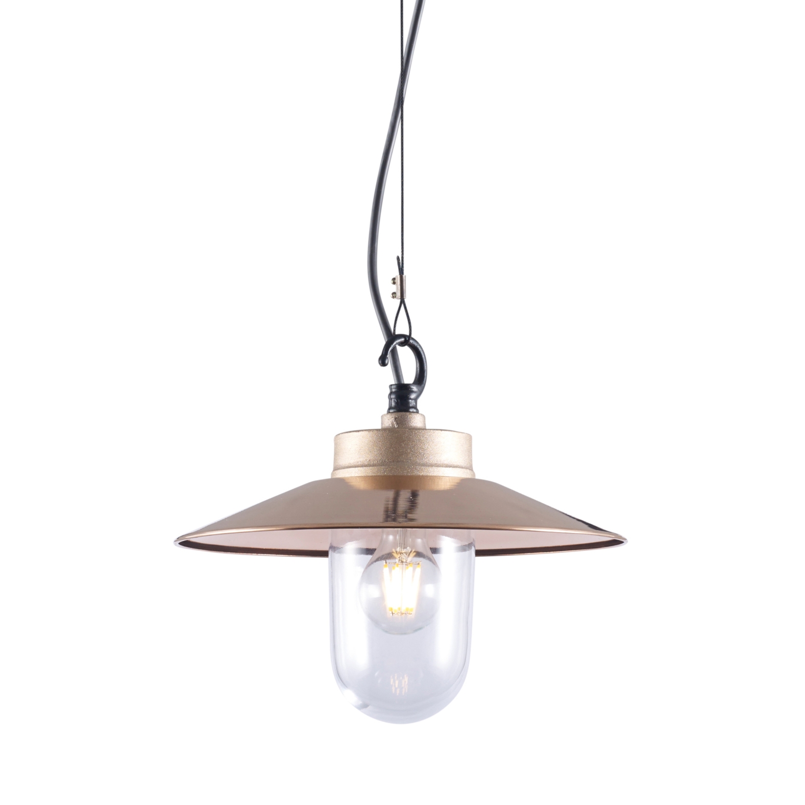 Display product Well Glass Pendant With Visor 7680, Bronze & Clear Glass from manufacturer Original BTC