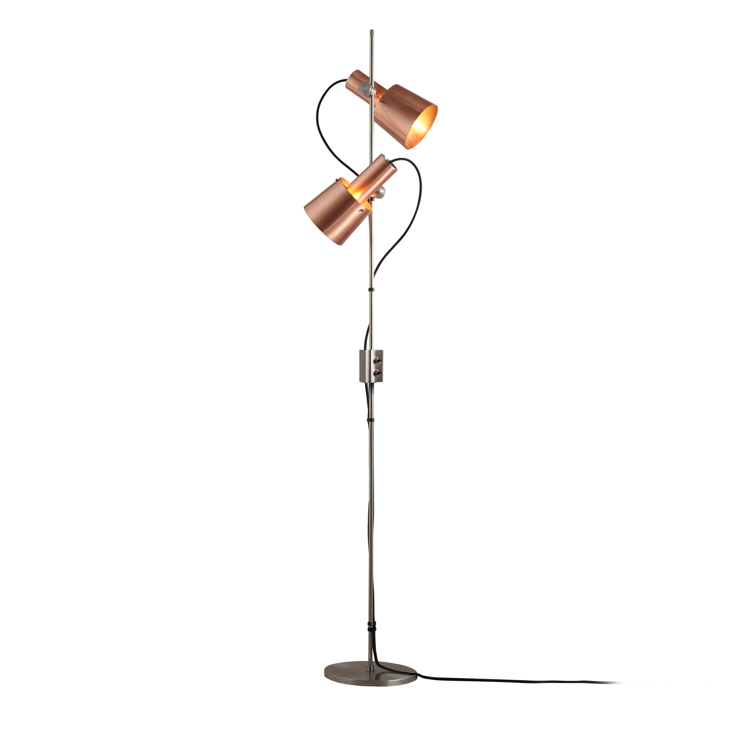 Display product Chester Floor Light, Satin Copper, Black Braided Cable from manufacturer Original BTC